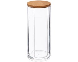 FiveÂ® Wattenschijfjes dispenser bamboe deksel - Wattenschijfjes - Met deksel
