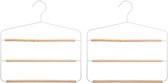 Set van 3x stuks luxe kledinghanger/broekhanger voor 3 broeken wit 35 x 36 cm - Kledingkast hangers/kleerhangers/broekhangers