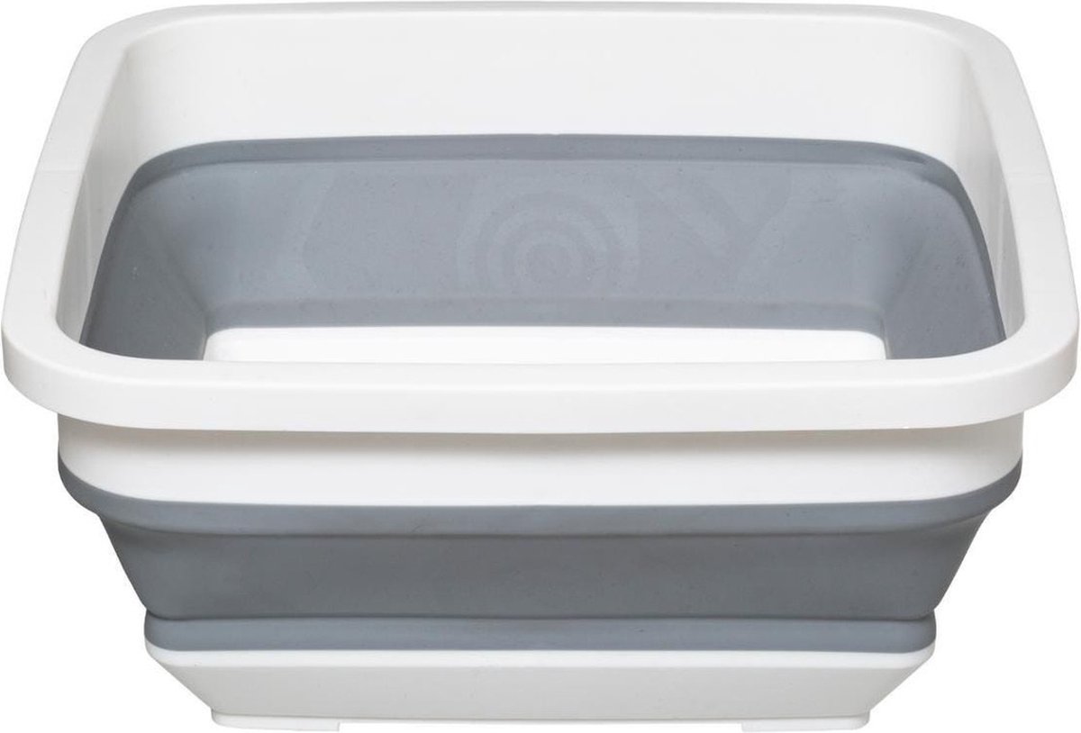 Goedkoopste 5Five Afwasteil/afwasbak opvouwbaar - wit/grijs - vierkant - 32 x 15 cm - 8 liter - kunststof - Afwassen