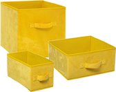 Set van 3x stuks opbergmanden/kastmanden 7/14/29 liter geel van polyester 31 cm - Opbergboxen - Vakkenkast manden