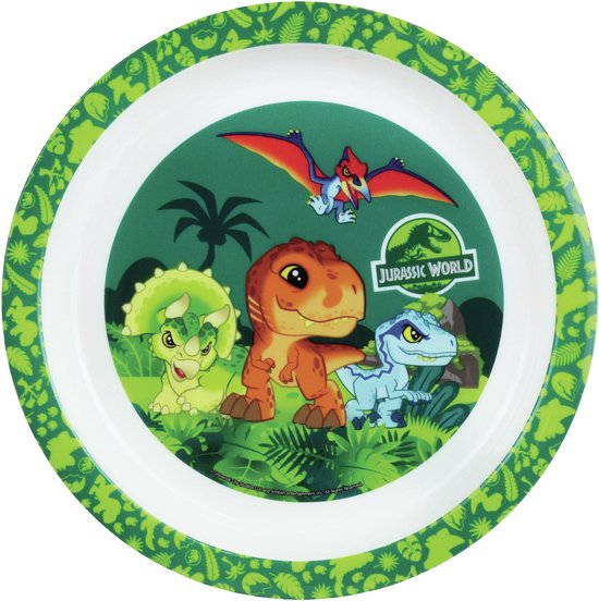 Jurassic World dinosaurus bordje - D22 cm -kunststof - ontbijtbord - kinderbord