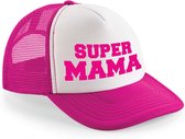 Super mama snapback cap/ truckers pet roze voor dames - Moederdag/ verjaardag petten