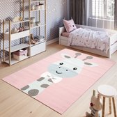 Tapiso Baby Vloerkleed Roze Grijs Blauw Giraffe Kinderkamer Tapijt Maat- 180x250