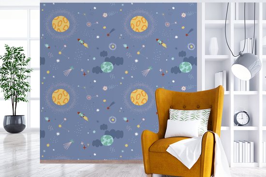 Behang - Fotobehang Patroon - Jongens - Kinderen - Ruimte - Breedte 240 cm x hoogte 260 cm