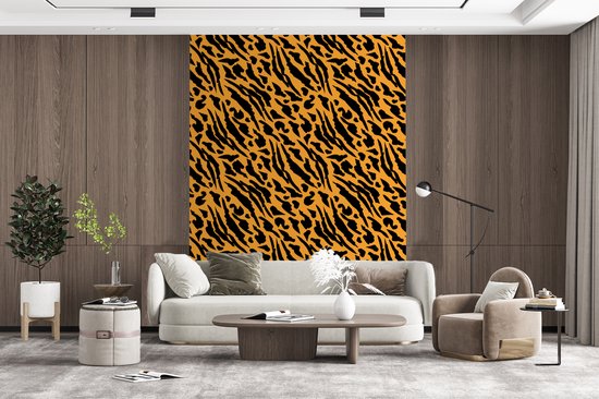 Behang – Fotobehang Patronen – Huid – Tijgerprint – Breedte 195 cm x hoogte 260 cm