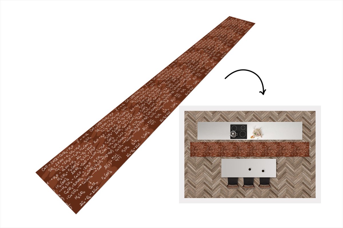Keukenloper - Keukenmat - Nummer - Formule - Scheikunde - Cijfers - Patronen - 480x60 cm -