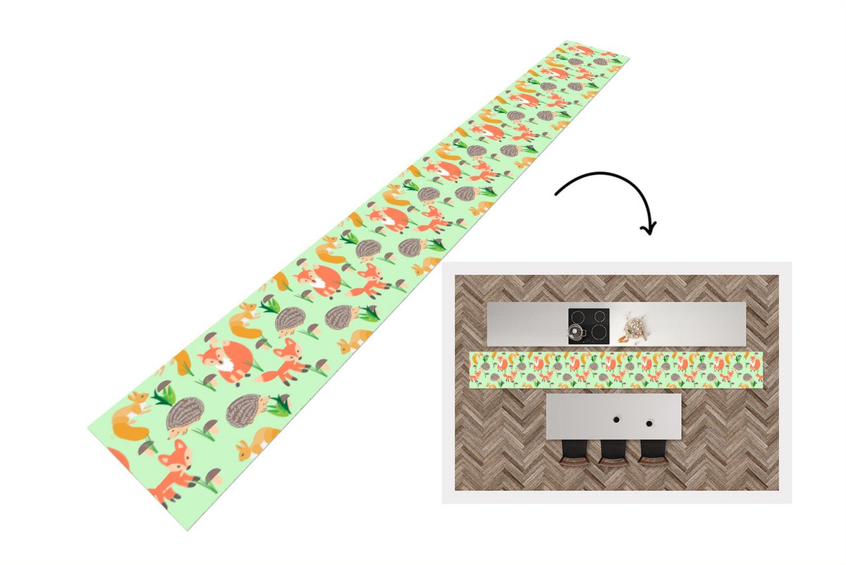 KitchenYeah Keukenloper - Keukenmat - Dieren - Patronen - Egel - Keuken vloerkleed multicolor, foto 3