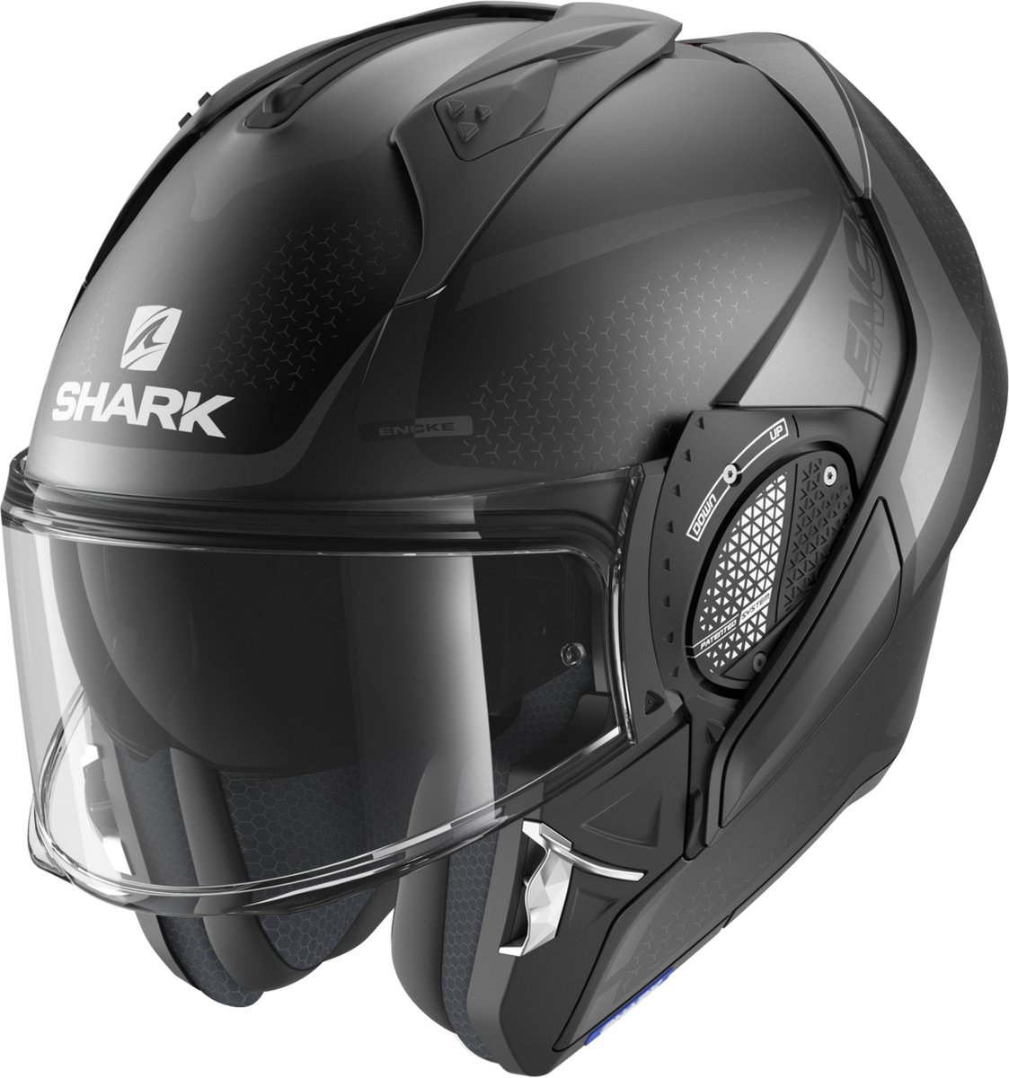 SHARK EVO GT ENCKE Motorhelm Systeemhelm MAT Zwart Antraciet Antraciet - Maat XS – foto 8