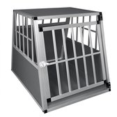 Kamyra® Autobench voor Hond - Benches, Hondenbench, Reisbench, Hondenkooi - 85x65x71 cm - Aluminium & MDF - Grijs