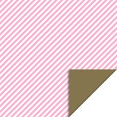 HOP - Cadeaupapier - Stripe Diagonal Candy Pink - Gold - 70x300 cm