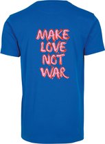 T-shirt blauw L - Make love not war - soBAD.