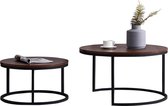 Merax Ronde Salontafel en Bijzettafel - Tafel Set van 2 - Donkerbruin