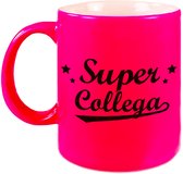 Mug / tasse cadeau texte Super collègue - rose fluo - 330 ml - cadeau de remerciement / cadeau d'adieu