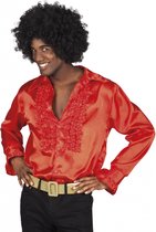 Rode rouche blouse M - 80's & 90's disco blouse