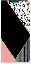 Bookcase Hoesje Geschikt voor Samsung Galaxy A73 Smart Cover Black Pink Shapes