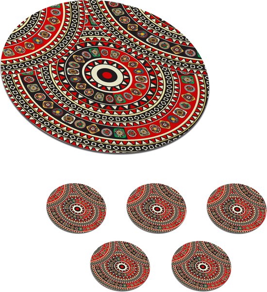 Onderzetters voor glazen - Onderzetters - Bohemian - Mandala design - Rond  - 10x10 cm... | bol.com