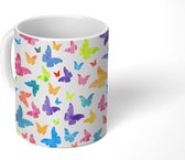 Mok - Koffiemok - Vlinder - Patronen - Aquarel - Regenboog - Mokken - 350 ML - Beker - Koffiemokken - Theemok