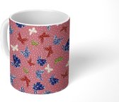Mok - Koffiemok - Vlinders - Patronen - Stippen - Insecten - Mokken - 350 ML - Beker - Koffiemokken - Theemok