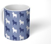 Mok - Koffiemok - Unicorn - Patronen - Blauw - Mokken - 350 ML - Beker - Koffiemokken - Theemok