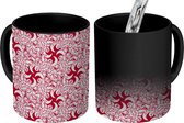 Magische Mok - Foto op Warmte Mokken - Koffiemok - Bloemen - Rood - Patroon - Magic Mok - Beker - 350 ML - Theemok