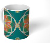 Mok - Koffiemok - Bloem - Oranje - Patronen - Mokken - 350 ML - Beker - Koffiemokken - Theemok