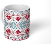 Mok - Koffiemok - Kerst - Hart - Sneeuw - Patroon - Mokken - 350 ML - Beker - Koffiemokken - Theemok