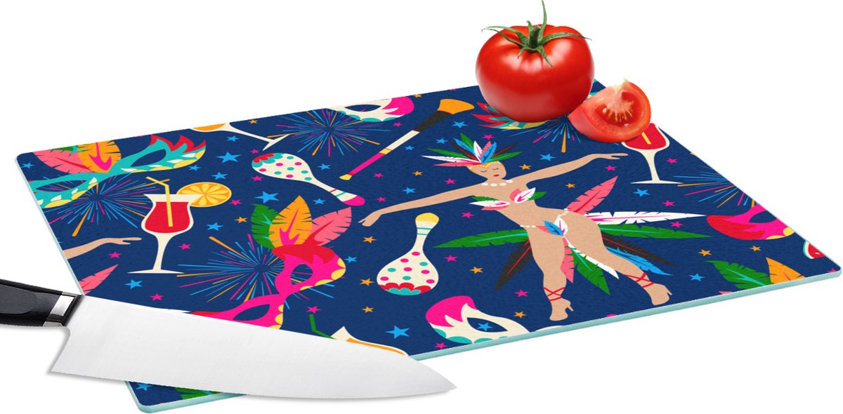 Glazen Snijplank - 39x28 - Carnaval - Brazilië - Patronen - Snijplanken Glas