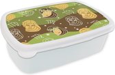 Broodtrommel Wit - Lunchbox - Brooddoos - Virgo - Zodiac - Patroon - 18x12x6 cm - Volwassenen