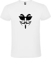 Wit T shirt met print van " Vendetta " print Zwart size S