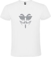 Wit T shirt met print van " Vendetta " print Zilver size XXXXXL