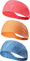LIXIN Set 3 Stuks Sport Haarbanden - Kleur 2 - Hoofdband Dames en Heren - Unisex Haarband - Volwassenen - Elastisch antislip - Lichtgewicht - Atletisch - Gym - Dans - Yoga - Hardlo