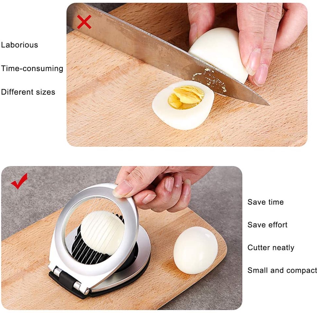Coupe-œuf Dur PARENCE - 2 En 1 Tranches Ou Quartiers - Accessoire Cuisine Malin
