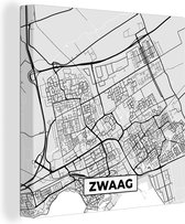 Tableau sur Toile Plan d'Etage - Zwaag - Carte - Plan de Ville - 20x20 cm - Décoration murale