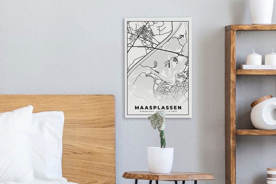 Tableau sur Toile Plan d'Etage - Carte - Plan de Ville - Maasplassen - 20x30 cm - Décoration murale
