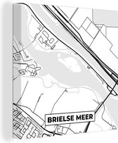Canvas Schilderij Brielse Meer - Nederland - Plattegrond - Stadskaart - Kaart - 50x50 cm - Wanddecoratie