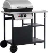 Bol.com Medina Gasbarbecue met 3-laags zijtafel zwart en zilverkleurig aanbieding