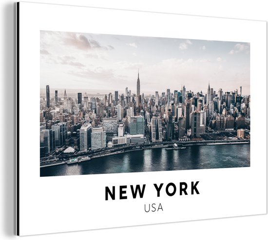 Wanddecoratie Metaal - Aluminium Schilderij - Amerika - New York - Skyline