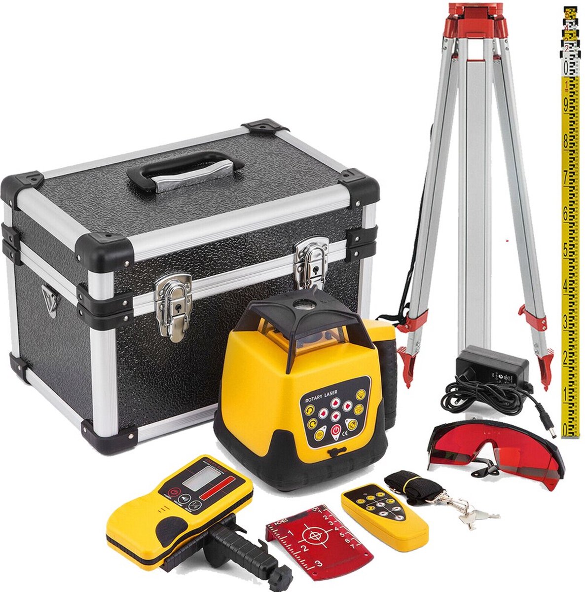 16-lijns kruislijnlaser met statief, zelfnivellerend, 4 x 360 graden groene laser kruislaser, verticale/horizontale laser, 2 x batterijen, laserwaterpas voor bouwplaatsen, interieurontwerp, tegelzette