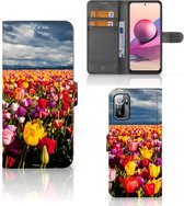 Telefoonhoesje met Tekst Xiaomi Redmi Note 10/10T 5G | Poco M3 Pro Wallet Book Case Moederdag Cadeau Tulpen