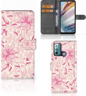 Telefoon Hoesje Motorola Moto G60 Magnet Case Pink Flowers