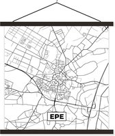 Porte-affiche avec affiche - Affiche scolaire - Epe - Carte - Carte - Plan de la ville - 40x40 cm - Lattes noires
