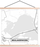 Posterhanger incl. Poster 40x40 cm - Schoolplaat - Plattegrond - Nederland - Kaart - Beulakerwijde - Stadskaart - Textielposter - Blanke latten - Plattegrond