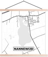 Posterhanger incl. Poster 40x40 cm - Schoolplaat - Friesland - Plattegrond - Nannewijd - Kaart - Stadskaart - Textielposter - Blanke latten - Plattegrond