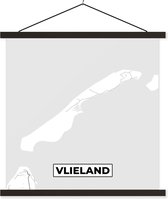 Posterhanger incl. Poster 90x90 cm - Schoolplaat - Plattegrond - Eiland - Kaart - Stadskaart - Vlieland - Textielposter - Zwarte latten - Plattegrond
