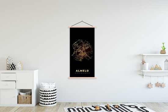 Porte-affiche avec affiche - Affiche scolaire - Nederland - Carte - Plan de la ville - Almelo - Carte - 90x180 cm - lattes vierges