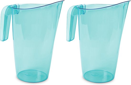 2 x pichet à eau / pichet à jus transparent / bleu d'une contenance de 1,75  litres en... | bol.com