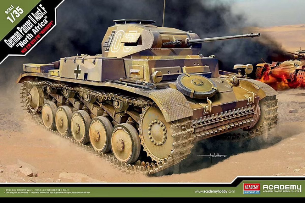 Academy Modelbouwpakket Militaire voertuigen - 13535 German Panzer II Ausf. F - North Africa Plastic - 1:35 - Modelbouw