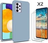 Hoesje Geschikt Voor Samsung Galaxy A53 hoesje silicone soft cover Licht Blauw - Hoesje Geschikt Voor Samsung Galaxy A53 5G Silicone colour hoesje - Galaxy A53 case Liquid Nano Silicone cover - A53 Screenprotector 2 pack