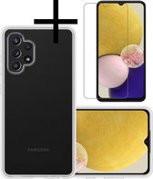 Hoes Geschikt voor Samsung A13 4G Hoesje Cover Siliconen Back Case Hoes Met Screenprotector - Transparant