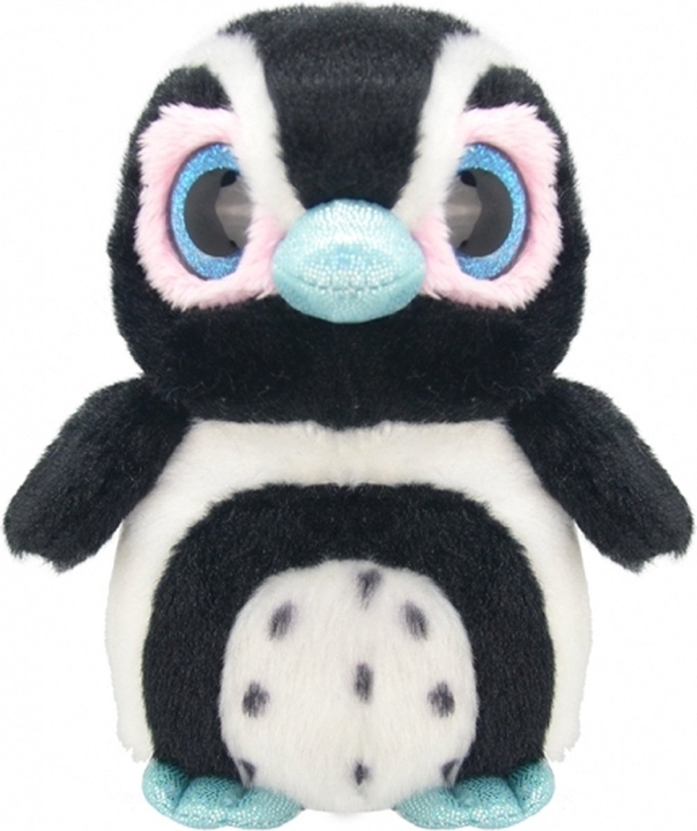 Wild Planet Pluche pinguïn knuffel - Zwart/wit met glitter ogen - 17 cm
